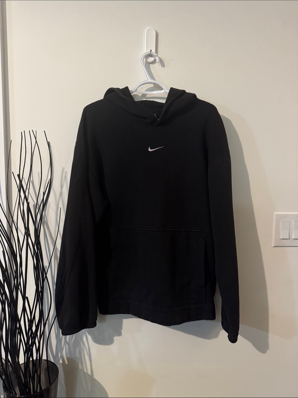 Nike Vintage Black Crewneck Hoodie with White Swoosh